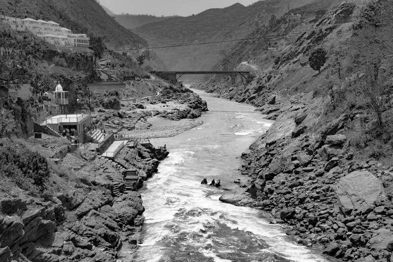 Confluence ('sangam') of rivers Bhagirathi, Alaknanda and Saraswati at Devaprayag, Tehri Garhwal district, Uttarakhand